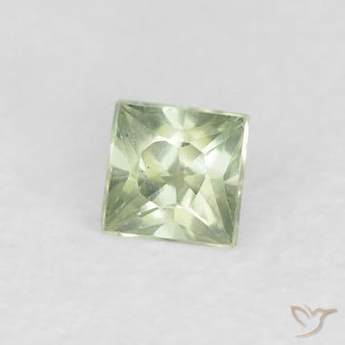 0.19ct Natural Very Light Green Sapphire, Square, 3x3 mm