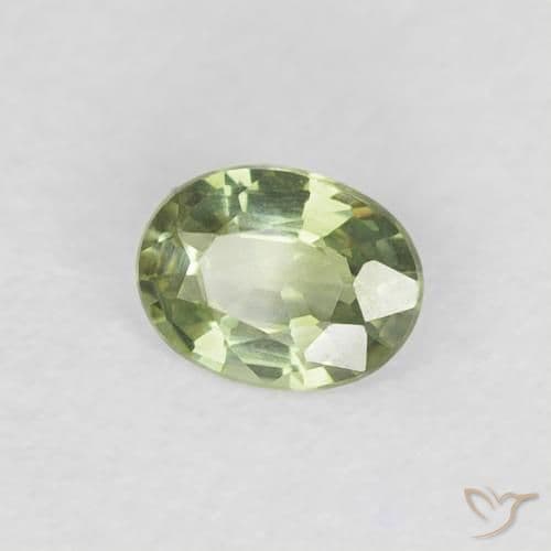 0.27ct Yellowish Green Sapphire, Oval Cut, 4.5x3.4 mm