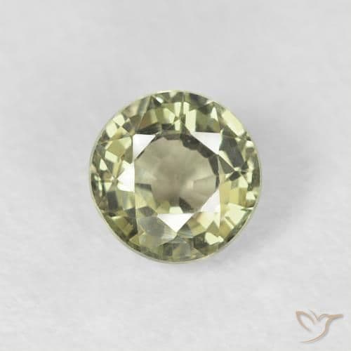 0.54ct Natural Warm Green Sapphire, Round Cut, 4.78 mm