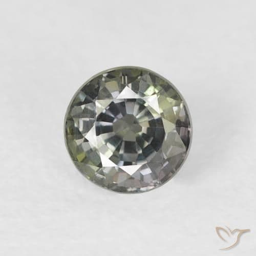 0.59ct Natural Grayish Green Sapphire, Round Cut, 4.53 mm