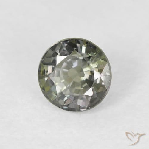 0.59ct Natural Grayish Green Sapphire, Round Cut, 4.53 mm
