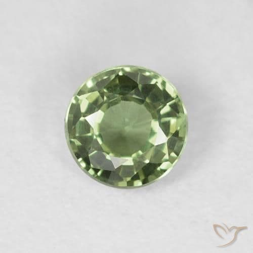 0.54ct Natural Warm Green Sapphire, Round Cut, 4.78 mm