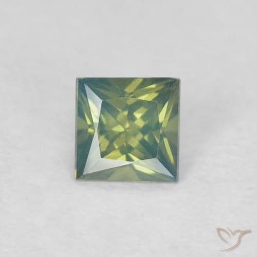 0.36ct Natural Warm Green Sapphire, Square, 3.7x3.7 mm