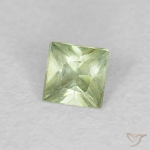 0.19ct Natural Pale Pear Green Sapphire, Square, 3x3 mm