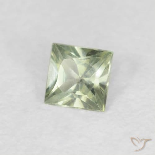 0.18ct Natural Light Green Sapphire, Square, 3x3 mm