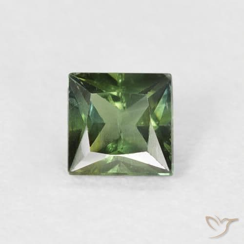 0.28ct Natural Warm Green Sapphire, Square, 4x3.9 mm