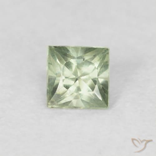 0.20ct Natural Light Green Sapphire, Square, 3x3 mm