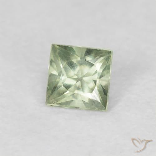 0.20ct Natural Light Green Sapphire, Square, 3x3 mm