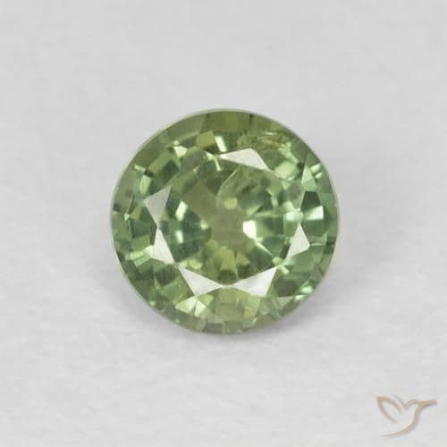 0.54ct Natural Warm Green Sapphire, Round Cut, 4.78 mm