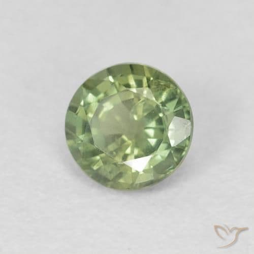0.54ct Natural Warm Green Sapphire, Round Cut, 4.78 mm