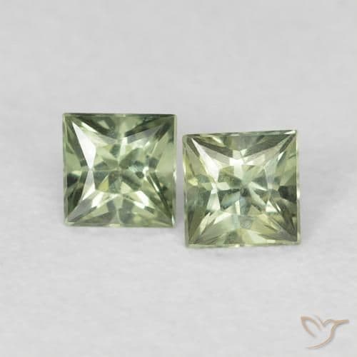 0.36ct Natural Medium Green Sapphire, Square, 3x3 mm
