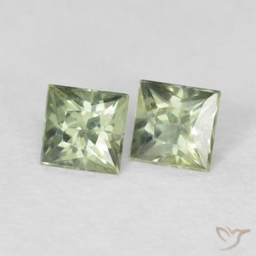 0.36ct Natural Medium Green Sapphire, Square, 3x3 mm