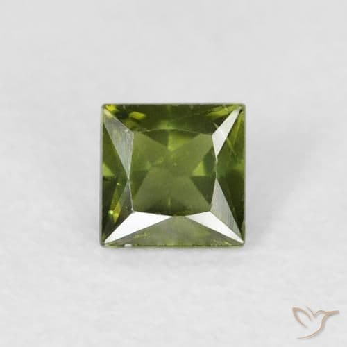 0.36ct Natural Warm Green Sapphire, Square, 3.7x3.7 mm