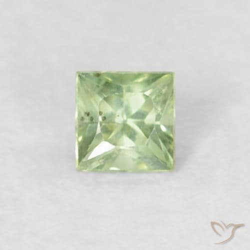 0.18ct Natural Light Yellow Green Sapphire, Square, 3x3 mm