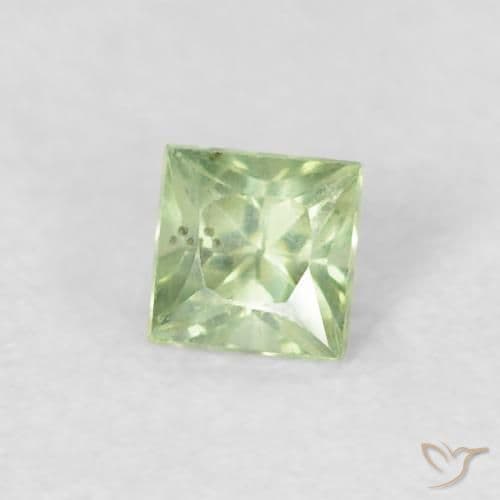 0.18ct Natural Light Yellow Green Sapphire, Square, 3x3 mm