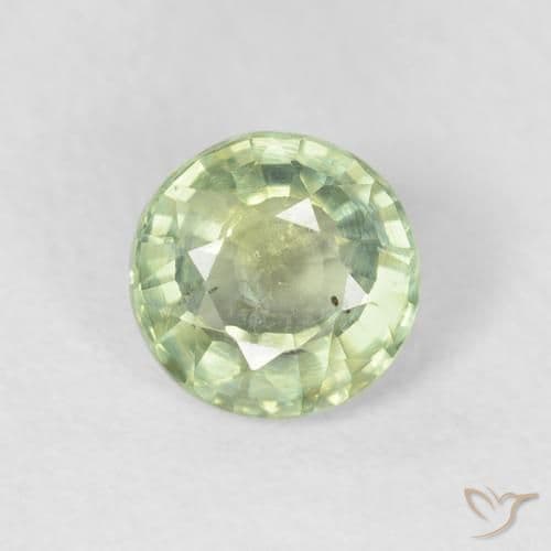 0.83ct Natural Pale Green Sapphire, Round Cut, 5.43 mm