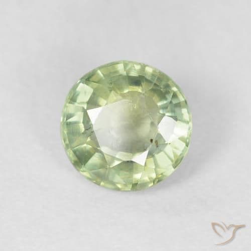 0.80ct Natural Very Light Green Sapphire, Round Cut, 5.44 mm