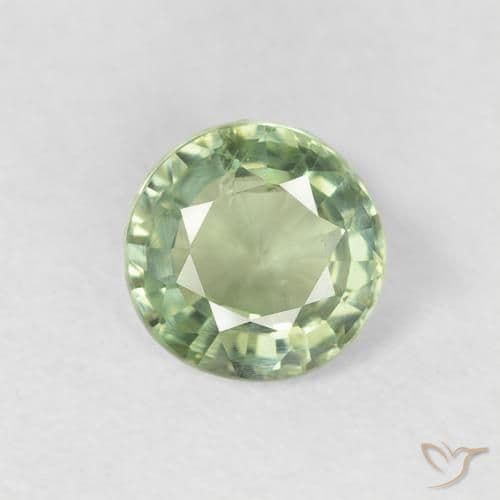 0.83ct Natural Pale Green Sapphire, Round Cut, 5.43 mm