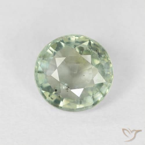 0.83ct Natural Pale Green Sapphire, Round Cut, 5.43 mm