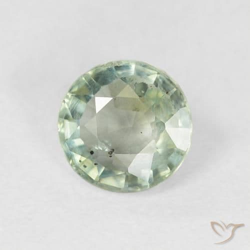 0.81ct Natural Light Green Sapphire, Round Cut, 5.55 mm