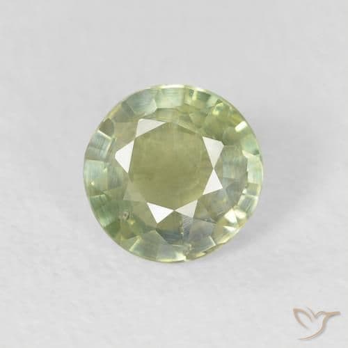 0.83ct Natural Pale Green Sapphire, Round Cut, 5.43 mm