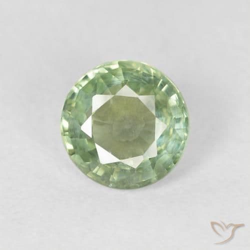 0.81ct Natural Light Green Sapphire, Round Cut, 5.55 mm