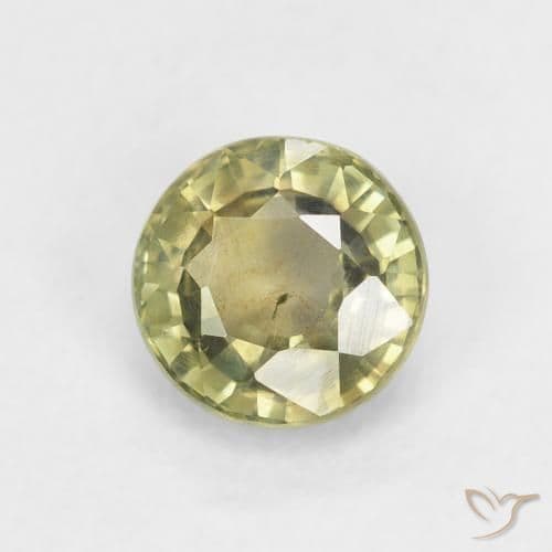 0.86ct Natural Yellowish Green Sapphire, Round Cut, 5.52 mm