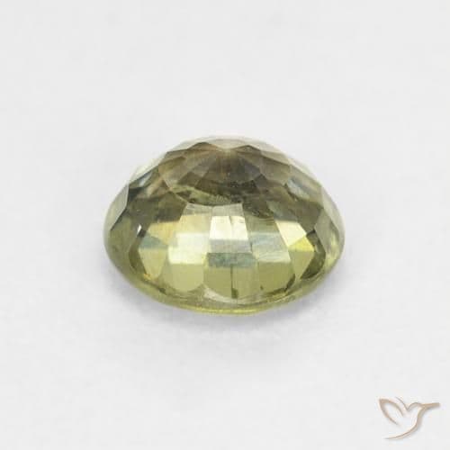 0.86ct Natural Yellowish Green Sapphire, Round Cut, 5.52 mm