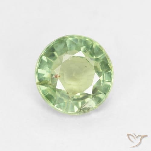 0.82ct Natural Yellow Green Sapphire, Round Cut, 5.43 mm