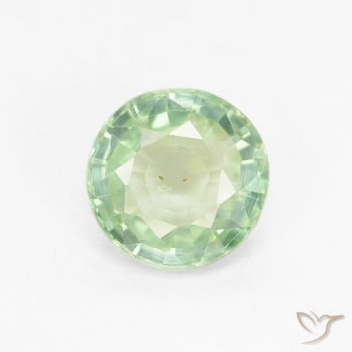 0.83ct Natural Very Light Green Sapphire, Round Cut, 5.64 mm