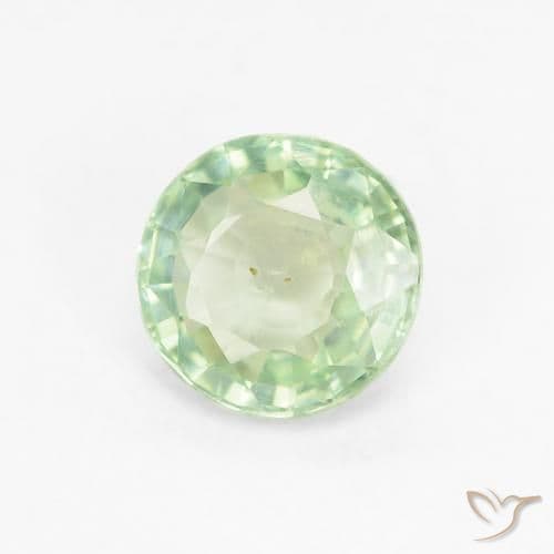 0.83ct Natural Very Light Green Sapphire, Round Cut, 5.64 mm