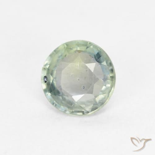 0.59ct Natural Medium Green Sapphire, Round Cut, 5.08 mm