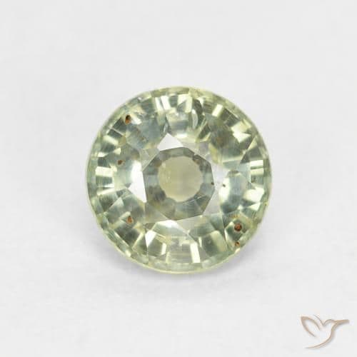 0.83ct Natural Pale Green Sapphire, Round Cut, 5.43 mm