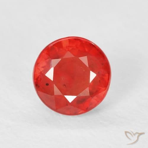 0.76ct Natural Bright Red Sapphire, Round Cut, 5.47 mm