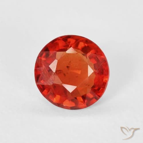 0.62ct Intense Red Orange Sapphire, Round Cut, 5.29 mm