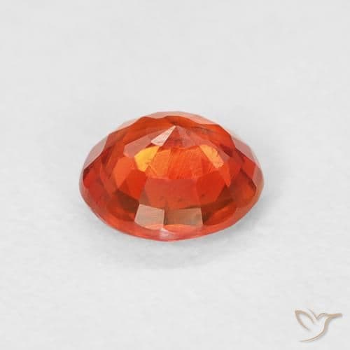 0.62ct Intense Red Orange Sapphire, Round Cut, 5.29 mm