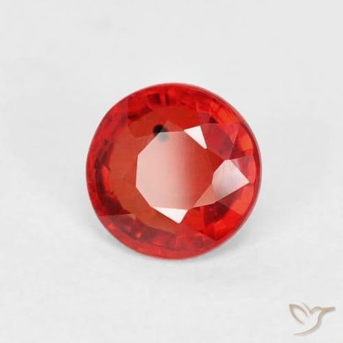 0.73ct Natural Bright Red Sapphire, Round Cut, 5.41 mm