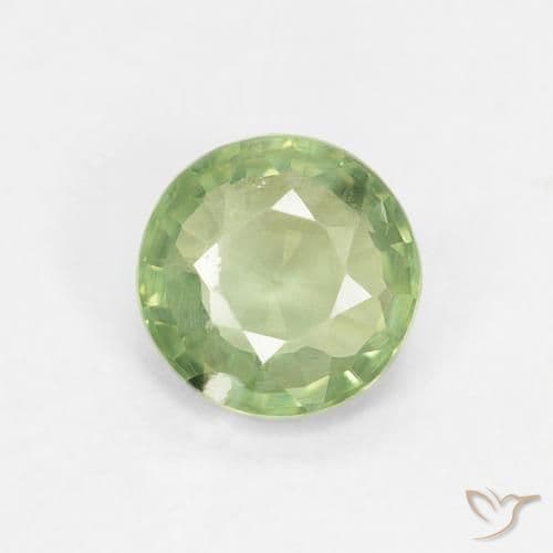 0.89ct Natural Lime Green Sapphire, Round Cut, 5.81 mm