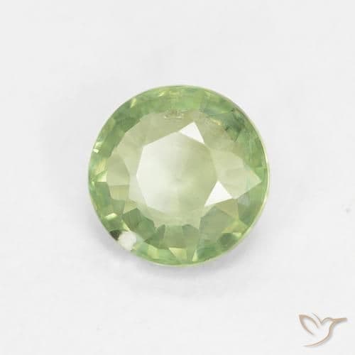 0.89ct Natural Lime Green Sapphire, Round Cut, 5.81 mm