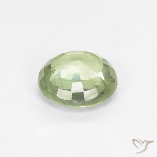0.89ct Natural Lime Green Sapphire, Round Cut, 5.81 mm