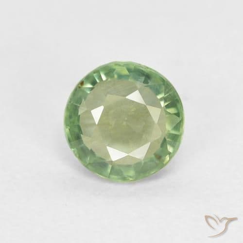 0.59ct Natural Medium Green Sapphire, Round Cut, 5.08 mm