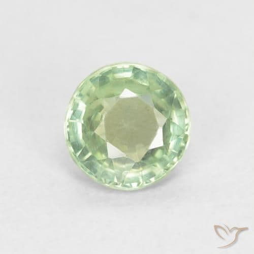 0.61ct Natural Light Green Sapphire, Round Cut, 4.95 mm