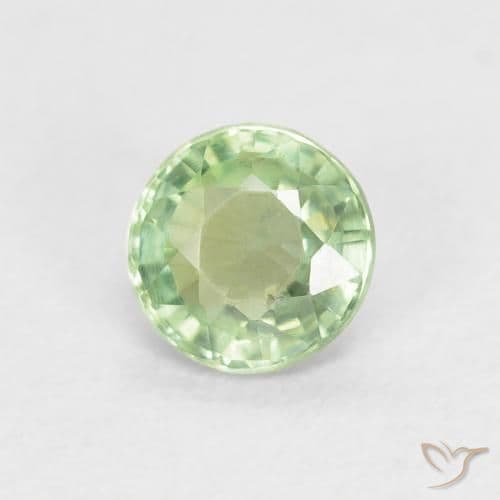 0.61ct Natural Light Green Sapphire, Round Cut, 4.95 mm