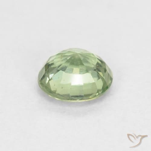 0.61ct Natural Light Green Sapphire, Round Cut, 4.95 mm