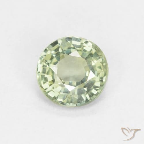 0.86ct Natural Light Green Sapphire, Round Cut, 5.69 mm