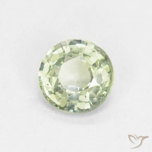 0.86ct Natural Light Green Sapphire, Round Cut, 5.69 mm