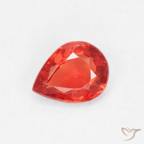 0.41ct Bright Crimson Red-Orange Sapphire, Pear Shape, 5.2x4 mm