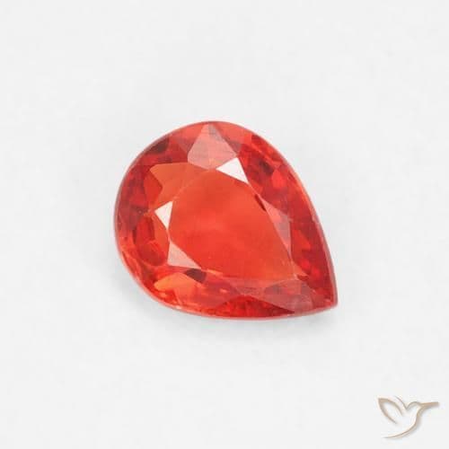 0.41ct Bright Crimson Red-Orange Sapphire, Pear Shape, 5.2x4 mm