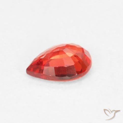0.41ct Bright Crimson Red-Orange Sapphire, Pear Shape, 5.2x4 mm