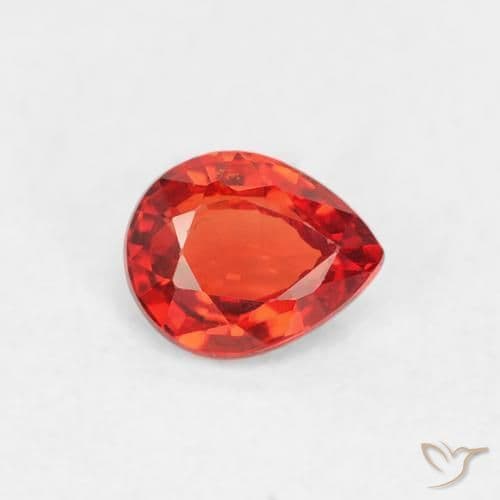 0.42ct Bright Crimson Red-Orange Sapphire, Pear Shape, 4.9x4 mm